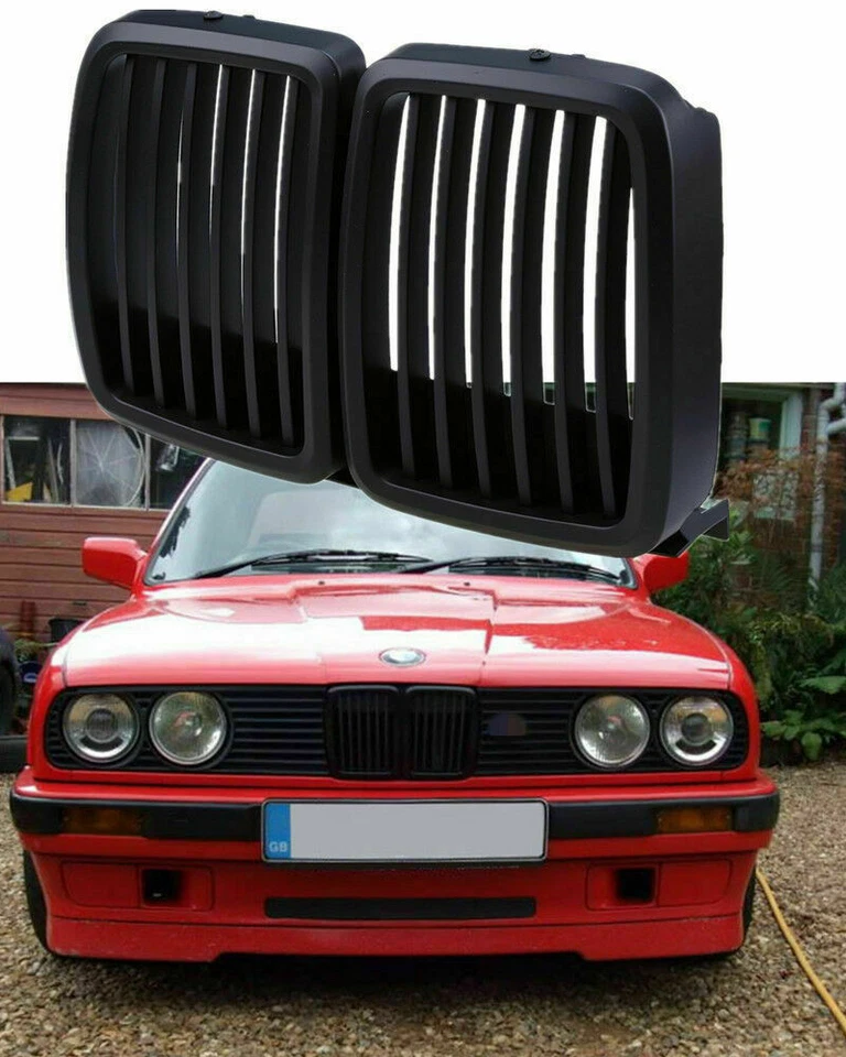 Parachoques delantero parrilla negra mate apto para BMW E30 318i 325i 1982-1994 Foto 1 de 4
