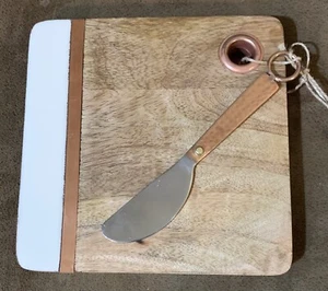 Mud Pie Wood Cheese Board w/Copper Spreader Knife - Picture 1 of 3
