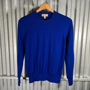 Burberry Women's Jumper Merino Wool Elbow Patches Long Sleeve Top M Blue - Picture 1 of 18