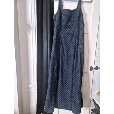 Maxi Vestido Forever 21 Azul Patrón Diamante Cuello Cuadrado Sin Mangas Shein Talla X M Foto 1 de 4