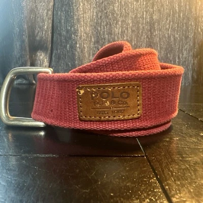 Red Cotton Polo RL Men’s Belt 50” End-To-End - Image 1 of 4