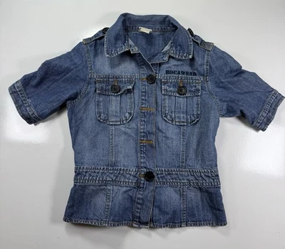 Y2K Rocawear Denim Jacket Women’s Size M Jean Short Sleeve Button Up Hip Hop - Image 1 of 4