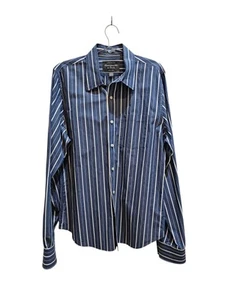 Abercrombie & Fitch Muscle  Mens XXL Dress Shirt Blue Striped Vtg Y2k Preppy 2xl - Picture 1 of 7