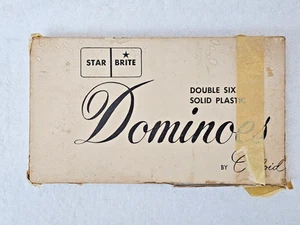 VTG Crisloid “Star-Brite” Dominoes Green Bakelite Catalin Complete w/ Box & Rule - Picture 1 of 12