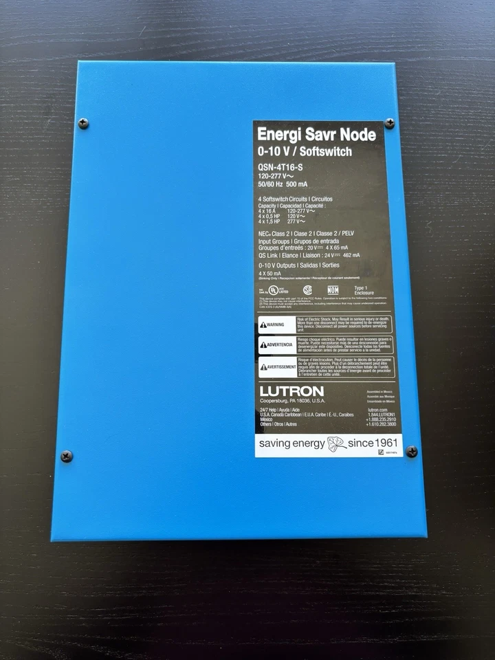 Lutron Softswitch QSN-4T16-S Energi панель узлов 120-277 В 0-10 В 4 x 16 А - Изображение 1 из 1