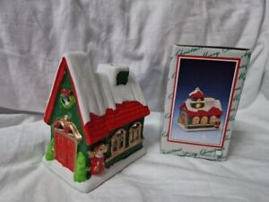 Vintage Christmas Village Church Tea Light Candle Holder Porcelain Boxed
