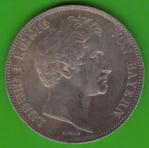 Coin Thaler Bavaria Double Thaler 1840 in XF Magnificent Patina Leipzig - Picture 1 of 3