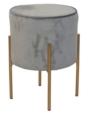 Polsterhocker/ -pouf mit Metallgestell "Daysi" Samtbezug - Bild 1 von 2