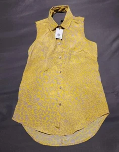 Jessica Simpson Animal Print Collared Sleeveless Blouse XS - Picture 1 of 13