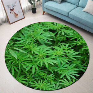 Foliage Green Marijuana Leaves Pattern Area Rugs Living Room Round Floor Mat Rug