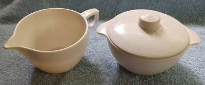 Lustro Ware Sugar and Creamer with Sugar Bowl Lid Made in USA - Vintage - Image 1 of 4