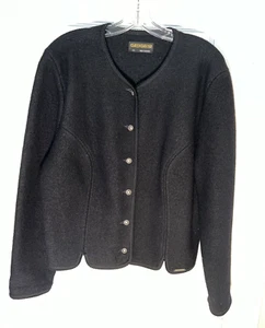 Geiger Boiled Wool Jacket Tyrolean Vintage Made in Austria Black Size 48 L d418 - Picture 1 of 13