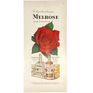 Anuncio impreso vintage de ginebra y whisky Melrose 1950 - Imagen 1 de 1
