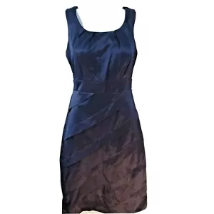 Abito donna Maurices taglia 2 balze colonna fascia smanicato raso blu - Foto 1 di 8