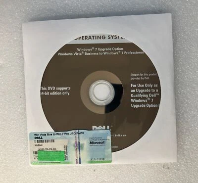 ~ New Dell Microsoft Windows Vista Bus to Win 7 Pro 64-Bit Upgrade DVD With Code - Image 1 of 2