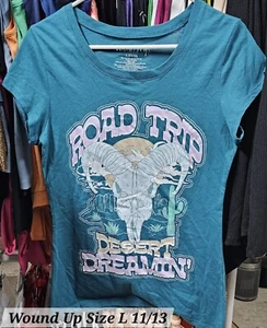 Wound Up Junior's Desert Dreamin Short Sleeve Graphic T-Shirt Blue Size L(11/13) - Picture 1 of 1