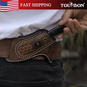 TOURBON Leather Tool Belt Holster Pocket Folding Knife Blade Sheath EDC Carry US - Picture 1 of 24