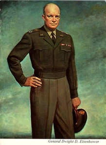  Postcard President Army General Dwight D Eisenhower in Uniform Painting 1973 - Picture 1 of 3