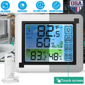 Digital LCD Indoor & Outdoor Weather Station Hygrometer Thermometer Humidity - Picture 1 of 12