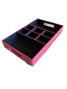 Rosa Kunstleder Geteilte Schublade Organizer Diener Box Aufbewahrung Caboodles Lösungen - Bild 1 von 6