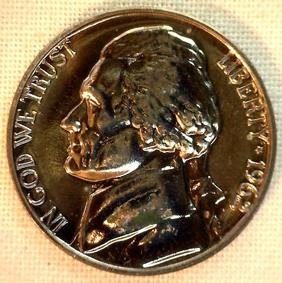 1962 PROOF Jefferson Nickel from US Mint Proof Set 5c Five Cent Coin Made in USA - Image 1 of 2
