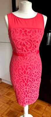 VGC Ladies PRINCIPLES by BEN de LISI @ DEBENHAMS Sugar Candy Coral Lace Dress 8p - Image 1 of 4