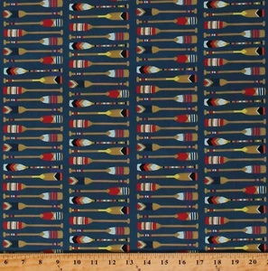 Cotton Oars Boat Paddles Nautical Beach Cotton Fabric Print by the Yard D372.38 - Picture 1 of 1