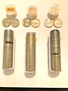 3 Rolls of Jefferson Nickels 1951 P, 1958 P and 1959 P Very Nice - Picture 1 of 5