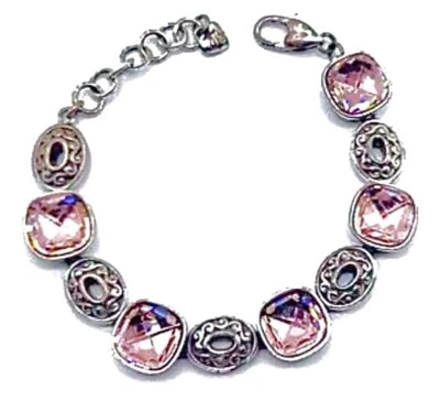 BRIGHTON VENUS RISING PINK SWAROVSKI CRYSTAL SLVR FULL-STONE BRACELET LN+BAG✨VTG - Изображение 1 из 4