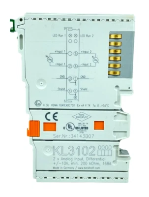 Beckhoff KL3102 Bus Terminal 2-channel Analog Input PLC 16 bit Differential - Image 1 of 4