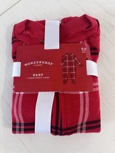 NWT Wondershop Baby Holiday Footed Pajamas Sz 6-9M Red Plaid Family Sleep Pjs - Picture 1 of 7
