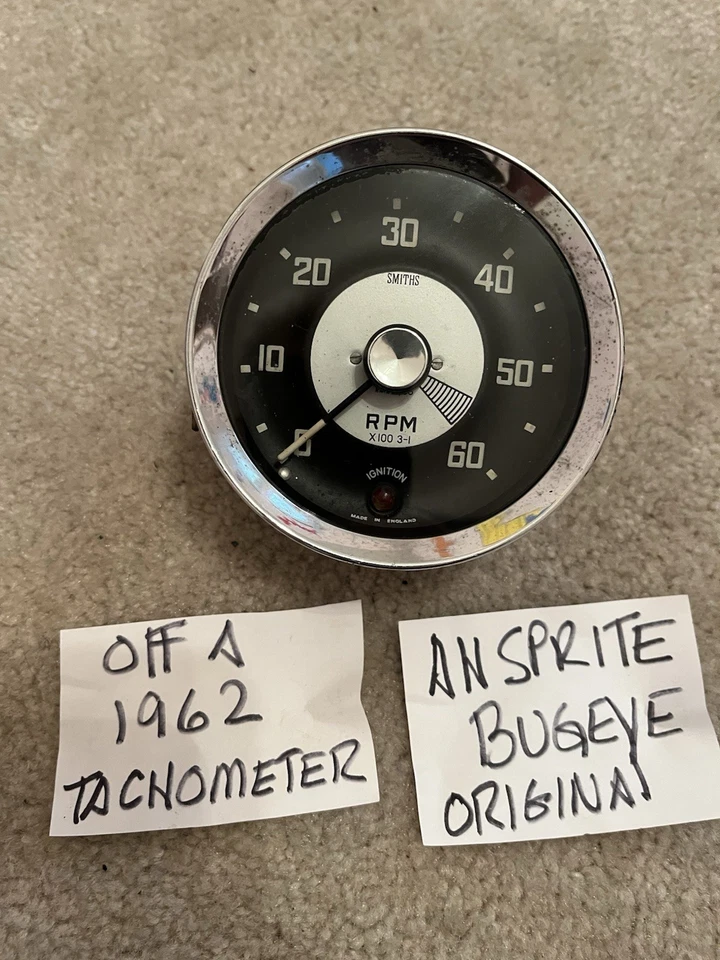 AH SPRITE BUGEYE ORIGINAL TACHOMETER OFF A 1962 WORKS AS INTENDED - Image 1 of 1