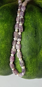 SCHMUCK-STCK Kette AMETHYST 43 CM A Süßwasserperle Perle Oliven - Picture 1 of 2