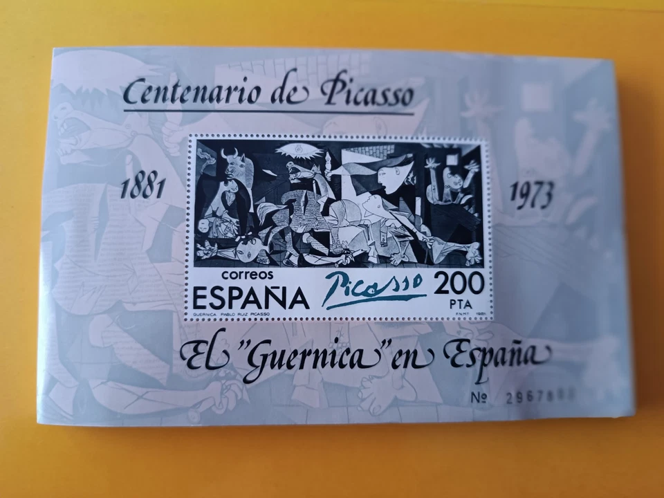 HOJA BLOQUE DEL GUERNICA EN ESPAÑA. 100 PTAS. CENTENARIODE PICASSO. EDIFIL 2630 - Imagen 1 de 1