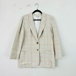 Kenneth Mitchell Cream Plaid Tailored Blazer Y2K Women’s Size 12 - Picture 1 of 8
