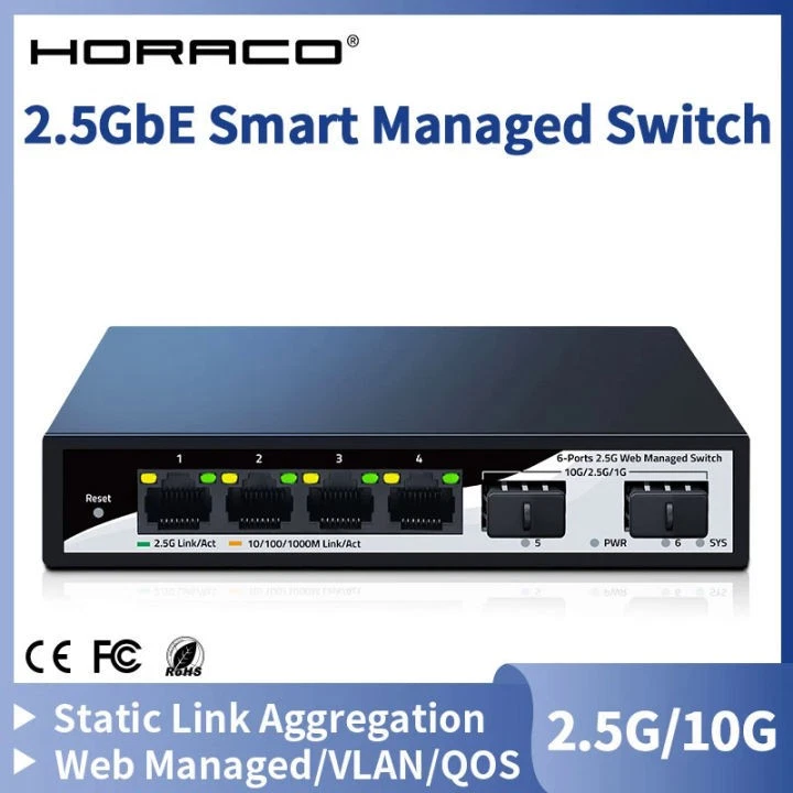 Horaco LG-SWTG124AS Verwalteter Netzwerk Switch – 4x 2,5G RJ45 + 2x 10G SFP+ - Bild 1 von 1
