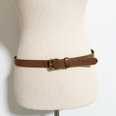 J. Crew Laser Cut Starburst Leather Belt Brown Size S - Image 1 of 4