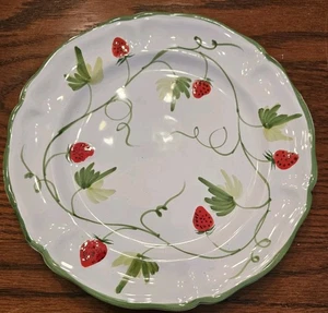 Vtg Cantagalli Firenze Pottery Italy Hand Painted 8" Salad Plate Strawberry - Picture 1 of 5