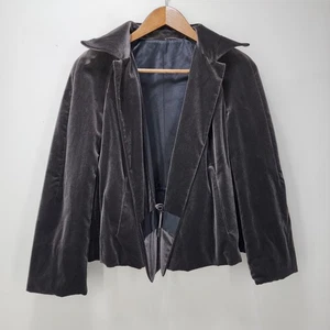 Akris Womens 12 Brown Velvet Short Tie Waist Bell Sleeve Evening Jacket - Picture 1 of 9