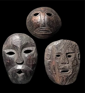 3 pequeñas máscaras chamánicas - Atoni - Timor Occidental - Indonesia - Imagen 1 de 14