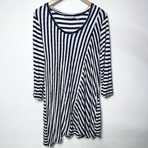 Top Soft Surroundings para mujer L negro rayas náuticas preppy costal clásico - Imagen 1 de 7