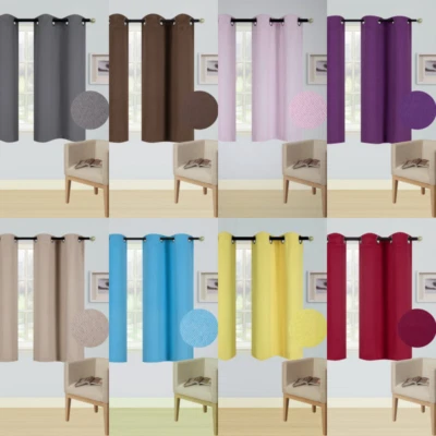 1 SET 100% BLACKOUT INSULATE THERMAL SHORT PANELS WINDOW CURTAIN IN 36" 54" 63"L - Image 1 of 3