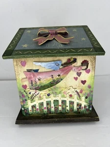 Joyero de madera pintada para receta de baratija de ángel  - Imagen 1 de 9