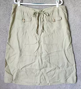 Vintage Y2K Cherokee Damen A-Linie Midirock 100 % Leinen beige Taschen Übergröße 18 - Bild 1 von 11
