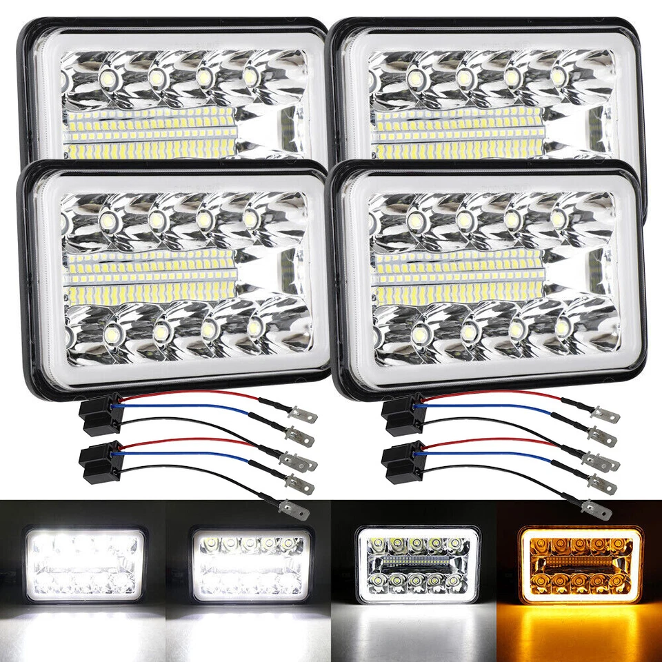 4x 4x6" Inch LED Headlights Projector DRL for Toyota Landcruiser 60 61 80 Series