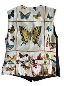 Woman Butterfly Silk Vest SIZE M Made in ITALY VTG