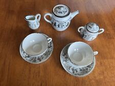 Rare Antique Nippon Child’s Tea Set Creamer Cups Animals Girl White Porcelain