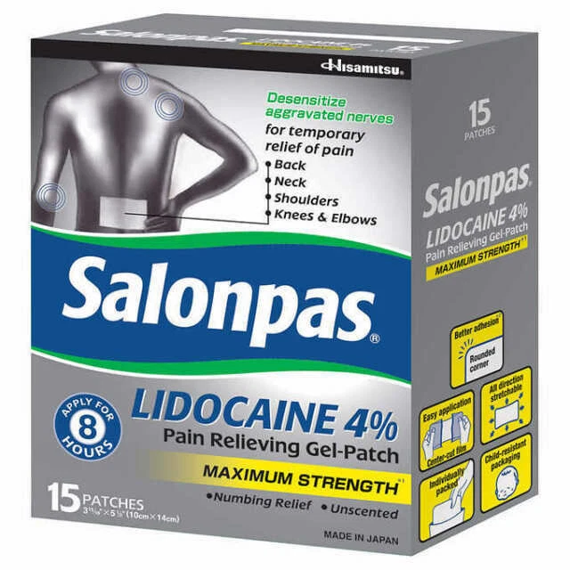 Salonpas Lidocaine Pain Relieving Maximum Strength Gel Patch - 15 Count