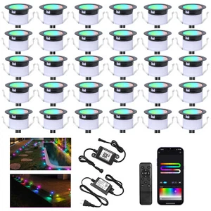 30x WiFi LED Deck Lights Kit Multicolor Dynamic Effect,Low Voltage Recessed Spot - Picture 1 of 17