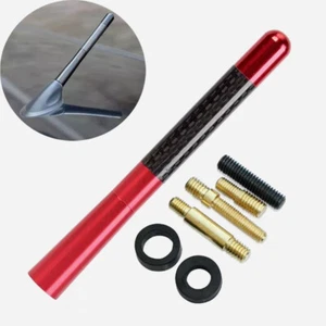 Antena de radio atornillada universal de aluminio aéreo de 12 cm para automóvil fibra de carbono color ROJO - Imagen 1 de 3